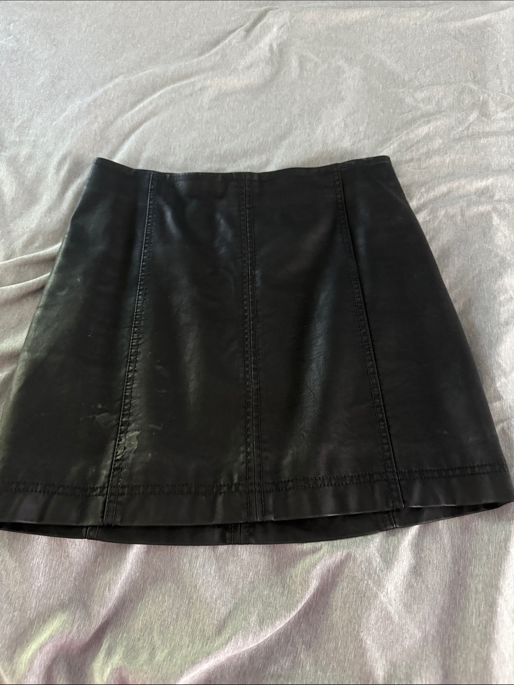 Free People Black Leather Mini Skirt